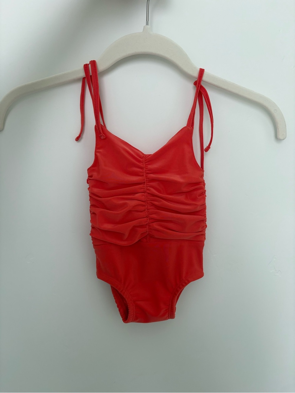 kate quinn Red Ruched Tie-Shoulder One-Piece Swimsuit